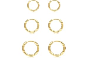 MOROTOLE 6 pares de pendientes de aro chapados en oro de 14 quilates pendientes de aro pequeños de plata de ley pendientes de cartílago de circonita cúbica diminuta para mujeres y hombres
