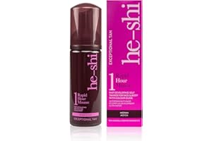 He-Shi Rapid Mousse autobronzante instantanée 1 heure - Formule à séchage rapide sans rayures - Bronzage végétalien naturel à l'huile d'avocat - Bronzage artificiel pour le corps et le visage (150 ml)