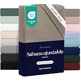 Dreamzie - Fitted sheet 150 x 190/200 cm adjustable - 100% microfibre | Linen &middot; High Height 35 cm &middot; OEKO-TEX Certified &middot; For
