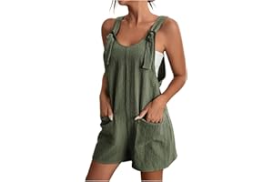 RLEHJN Jumpsuit Damen Sommer Elegant Kurz Sale äRmellos Overall Teenager Mädchen Rundhals Locker Casual Jumpsuits Breite TräGer Sexy Boho Schulterfrei Oversize Blumen Durck Hosenanzug Playsuit Romper