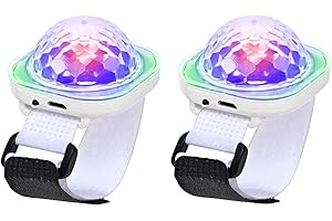 ‎LANCOON Lancoon Disco Ball Licht, 2er Pack Tragbare Mini Tragbare LED Lampe Nacht Stroboskop Uhr Armband USB Aufladen Sprachgesteuert mit Saugnapf für Kind Party Auto Tanzen DJ Club(Weiß)