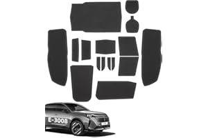 LANGBEAN Tappetini Antipolvere per Peugeo-t e-3008 2024 2025, 16 Pezzi Tappeti Antiscivolo per Console Centrale Vano Portaoggetti Portabicchieri Fessura Porta Integrata, Nero