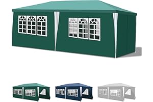 Yakimz pavillon 3x6m Wasserdicht Gartenpavillon Stabil Winterfest mit 6 Seitenteilen und Fenstern, Pavillon Sonnenschutz Partyzelt Festzelt für Party, Marktstand, Festival, Grün