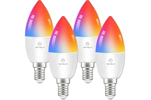 ANTELA Żarówka Alexa E14 4,5 W, inteligentna żarówka LED, Wi-Fi, RGB, zimna biel, ciepła biel, sterowanie za pomocą aplikacji, sterowanie głosem, kompatybilna z Alexa, Google Home, 4 szt