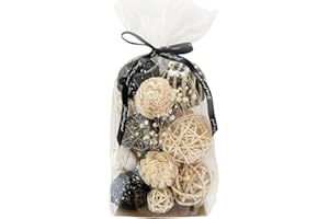 Qingbei Rina Sfere decorative nere per ciotole, riempitrici per ciotole, palline assortite in vimini rattan, palline decorative per vasi, sfere decorative intrecciate per centrotavola, matrimoni,