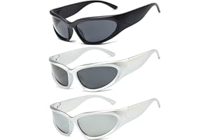 Long Keeper 3 pary futurystycznych okularów przeciwsłonecznych w stylu vintage dla mężczyzn i kobiet, Y2k Retro Okulary przeciwsłoneczne Wrap Around UV400 okulary rowerowe okulary sportowe