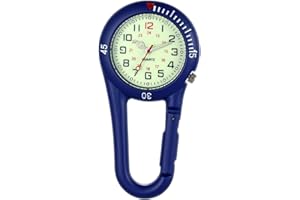 JewelryWe Taschenuhr mit Karabiner Befestigung Leuchtendes Gesicht Analog Quarz Uhr für Ärzte Krankenschwestern Sanitäter Köche