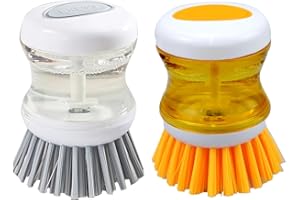 WakiHong 2 Pezzi Spazzola Lavapiatti con Dispenser di Detersivo, Spazzola da Cucina per la Pulizia di Stoviglie, Pentole, Padelle e Lavelli