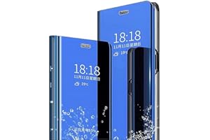 SEAHAI Funda para Xiaomi Redmi Note 11S 5G / Xiaomi Poco M4 Pro 5G Estuche, Espejo Carcasa Ultra Slim Ligero Flip Libro Funda Clear Cover Mirror PC + PU Bumper Soporte Plegable Case - Azul
