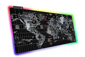GADIRIA Alfombrilla de Ratón Gaming XXL Mapa Mundi - Iluminación LED - Antideslizante, impermeable y con 4 modos de iluminación - Complemento Ideal para su Ratón, Teclado, Portátil, Escritorio - 800X300 mm.