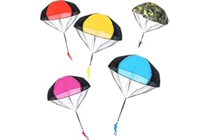 OUOOBEA 5 Pcs Parachute Toy,No Tangle Throw Throwing Parachute Men,Outdoor Children's Paratrooper Toy,Hand Throw Parachute Army Man(Red,rose red,yellow,blue,camouflage)