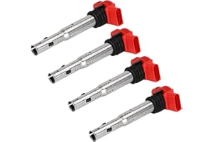 Topteng Car Ignition Coil Pack 06D905115, 4x Red Coil Packs Set 06E905115 Fit for Audi A3 A4 A5 A6 Q5 TT, Fit for VW Golf Jetta Passat Touran, Fit for Skoda Octavia