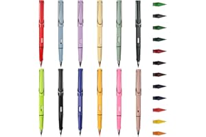 Neikafan 24 Unids/Set Lápiz Eterno Sin Tinta 12 Lapiz Infinito con Punta de Reemplazo Lápiz Eterno 12 Unidad con Borrador Infinito Reutilizable para Estudiantes Adultos Artistas (Colores)