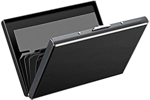 Storite 6 Slots RFID Protected Metal Credit Card Holder Wallet for Men & Women(Shiny Black,9.5 x 6.5 x 1.3 cm)