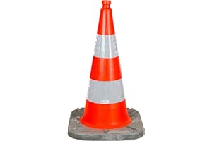 UvV® Leitkegel reflektierend 75 cm Pylone rot 5,5 kg + Hochreflex RA2cM Folienringe Verkehrskegel (1 x 75 cm Standard)