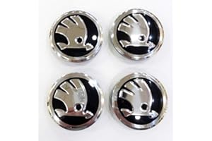 MAALLOP Rad-Emblem-Abzeichen-Logo-Aufkleber, Wasserdicht, Staubdicht, Rostfrei, Auto-Radnabenkappen, Compatible für Skoda Fabia, Octavia, Superb, Yeti 4 x 56 mm