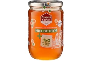 MAISON CRETET Maison Crétet |Miel de thym et Gelée Royale | 16 g de gelée royale dans ce pot | Récolté dans les garrigues préservées | préparation en pot verre |grand format économique |800g