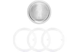 ‎SIVAPHE Sivaphe Ersatzdichtung Set für Edelstahl Espressokocher - enthält 3 x Dichtungsring 1 x Ersatzsieb - 9 TASSEN