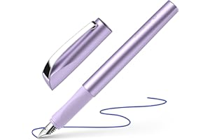 Schneider Ceod Shiny 168656 - Penna stilografica per mancini e destrimani, pennino M, con cartuccia d'inchiostro blu reale, colore: Lilla