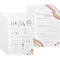 Gioco di carte da compilare per baby shower, biglietto di auguri e