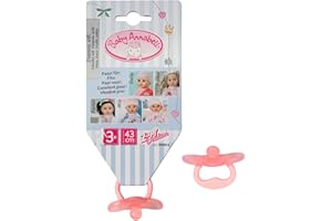 Baby Annabell Universal Dummy 707074 - One Dummy From Two Assorted Colours - Dummy with Handle for Non Mouth Function 43cm Dolls - Suitable for Kids From 3+ Years