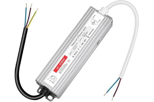 Transformateur 220V 12V LED 60W, alimentation 12v 60w 5A, led driver 12v étanche IP67, Transfo AC à DC, convertisseur 220v 12v, 12V60W pour G4, GU5.3, MR11, MR16, Bande LED, Non Dimmable