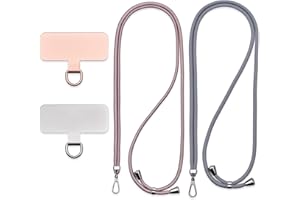 Jaslongri Mobile phone chain universal, mobile phone lanyard, hanging around the neck or diagonally tensioning, with a metal patch and adjustable and detachable rope.