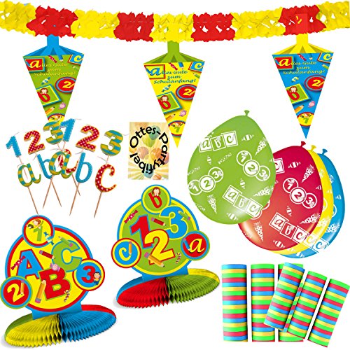 Preisvergleich Produktbild HHO Großes Dekoset Schulanfang Schuleinführung Tischdeko Hängedeko