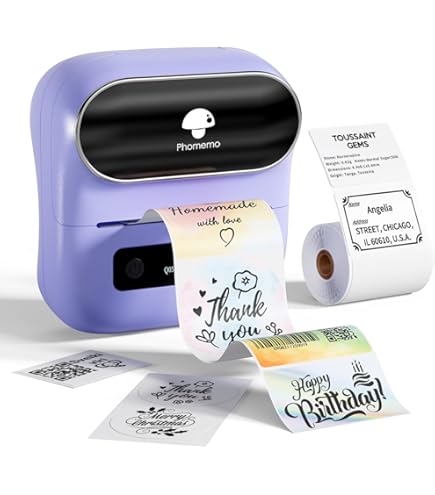 Phomemo D30 labelprinter Bluetooth Label Maker Machine Thermisch Mini Etikettenprinter met 5 Rollen Labelpapier voor Thuis, Keuken, School, Kantoor, Etikettenprinter Compatibel met iOS & Android