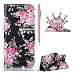 Produktbild Huawei P9 Lite Hülle Schwarz ,SKYXD Bunte Blumen Muster PU Leder Folio Klappbar Schutzhülle [Magnetverschluss / Brieftasche Kartenfach / Standfunktion] Klapphülle mit [Kaiserkrone Handyanhänger + Eingabestift] 3 in 1 Zubehör Handy Tasche Etui für Huawei P9 Lite Case Bookstyle Flip Leather Cover With [Free Stylus and Dust Plug]