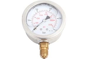 SH-RuiDu Jauge de pression hydraulique 0-250 bar 0-3750 psi G1/4 à cadran 63 mm
