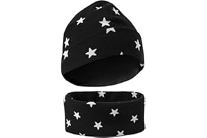 Bixufcai Kinder Mütze & Loop Schal Set - Mädchen Junge 95% Baumwolle weiches & pflegeleichtes Stretch-Material für 1-8 Jahre, Kleinkinder Beanie Mütze Schlauchschal Set