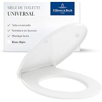 Siège De WC Universel Villeroy & Boch - Abattant Frein De Chute, Blanc Brillant, Forme Ovale, Amovible