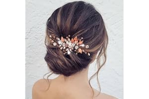 Zoestar Peigne à cheveux pour mariée avec fleurs et perles - Accessoires pour cheveux pour femme et fille (or rose)