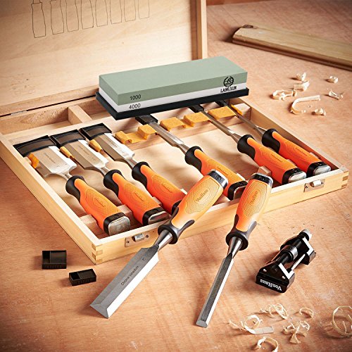 2-in-1-Messerschärfer Stein, 2 Seite Körnung 1000/4000 Schleifstein | Bonus Bambus rutschfest Boden & Winkel Führer - 6