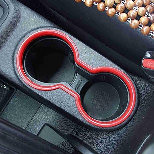 Front Drink Cup Holder Trim Frame Cover Jeep Wrangler Unlimited Rubicon JK Sahara 2011-2017,Inner Center Water Mount Insert (Red)
