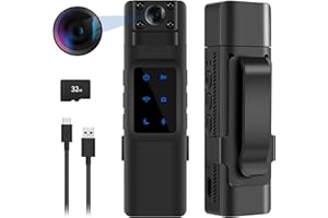 Niukuyu 1080P HD WiFi Body Worn Camera with 180° Rotation Lens 170° Wide Angle, Action Bodycam Support Night Vision, Police Cam with 32GB Memory Card for House Record/Outdoor Drive/Office Meeting