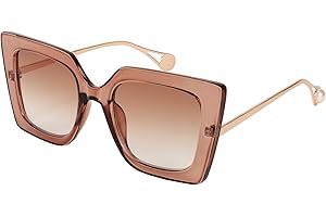 FEISEDY Occhiali da Sole Gatto Donna Quadrati Occhi di Gatto Oversize Fashion Farfalla Cateye Anni 80s Con Perle Intarsiate B2625