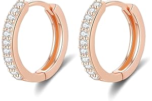 SNORSO Boucles d'oreilles Femme Hypoallergénique Créoles en Argent Fin 925 Avec Zircone Cubique Plaqué Platine/Or Jaune/Or Rose, Diamètre 8mm/10mm/12mm