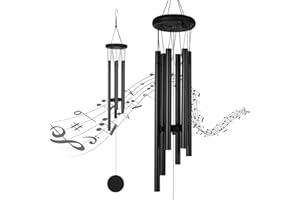 MIVIDE Campanelli a Vento per Esterni, Carillon Vento da Appendere, in Metallo per Esterni, Gioco Sonoro, Decorazione per la Casa, Regali (Nero)