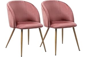 buybyroom Set di 2 Sedie da Pranzo,Sedie da Cucina,Sedie Velluto per Sala da Pranzo,Cucina,Soggiorno,Camera da Letto,Rosa