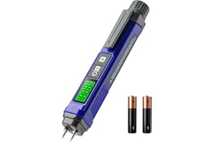 Wood Moisture Meter, TESMEN TWM-186 Portable Pen Moisture Meter, Pin-Type Moisture Meter with 2 Modes, 7 Calibration Scales for Wood, Firewood, Lumber, Bricks, Floors, Walls - Blue