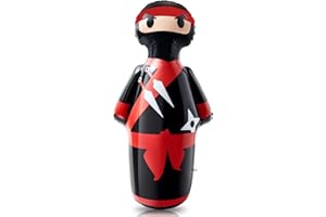 Junkin 47 Inches Ninja Punching Bag Double Sided Printed Bop Bag Inflatable Ninja Toys Boxing Bag Punch Play Karate Anger Management Indoor Outdoor