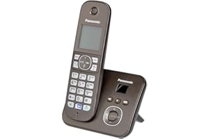 Panasonic KX-TG6821GA DECT telefon bezprzewodowy z automatyczną sekretarką (niski poziom promieniowania, tryb Eco, telefon GAP, telefon stacjonarny, blokada połączeń) mocca brązowy