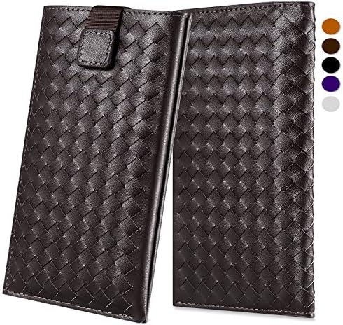 Genuine Leather Wallet Pouch Sleeve Case Cover 4.8 inch For iPhone 7,iPhone 6/6s,Samsung Galaxy S7/S6 by INSEL (WEAVE DARK BROWN)