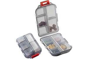MAIANY Portapillole Settimanale da Viaggio con 10 Scomparti Portatile e Compatto Ideale per Viaggiatori e Anziani Contenitore per Pillole con Custodia Grigia (Grigio)