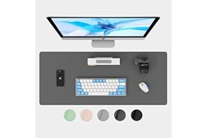 DAWNTREES 100x40cm Dark Grey Leather Desk Pad Protector,Desk Cover Mat,Office Waterproof Desk Mat,Mouse Pad