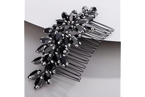 Chargances Crystal Bridal Hair Comb Black Wedding Rhinestonel Hair Side Comb Fashion Hair Clip Handmade Hair Accessories for Bride Wedding Prom Flower Girl Headpieces (Black)