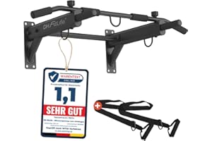 ‎DH FITLIFE DH FitLife 4in1 Klimmzugstange Wand zur Wandmontage mit Spreizdübel, Multifunktionale Pull-Up Bar für Zuhause bis 200kg | 6 rutschfeste Griffe | 3 Öse für Boxsack & Schlingentrainer | Sicher & Stabil