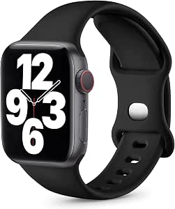 Upeak Compatibile con Cinturino Apple Watch 41mm 45mm 38mm 40mm 42mm 44mm,  Cinturino Sportivo in Morbido Silicone Compatibile con iWatch Series SE 7 6  5 4 3 2 1, 42mm/44mm/45mm-M/L, Nero : Amazon.it: Elettronica